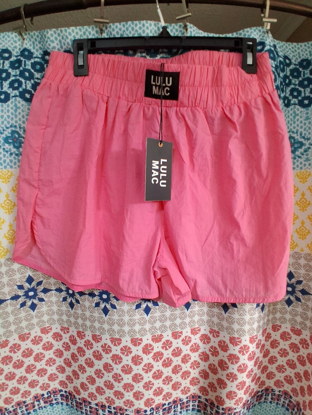 Women's Pink Elastic Waist Athletic Shorts